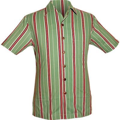 Foto van Chenaski | Overhemd korte mouw, Stripes, creme mint zwart rood