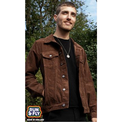 Foto van Run & Fly | Ribcord jas 60s Western Trucker, Cocoa bruin
