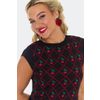 Afbeelding van Voodoo Vixen | Zwarte jaren '50 top met kapmouwtjes en rood ruitmotief met Rock 'n Roll kersen