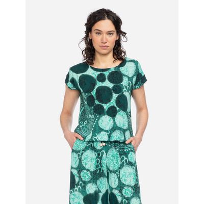 ATO Berlin | Retro shirt Leo met groen organisch cirkel-patroon, bioviscose
