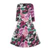 Afbeelding van Hearts & Roses | Swing jurk Sydney met grote paarse en roze rozenprint
