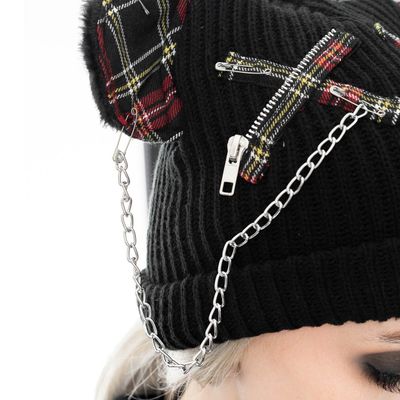 Foto van Cupcake Cult | Punk muts Beara tartan oren en ritsen