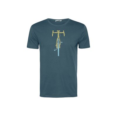 Foto van Green Bomb | T-shirt Bike front stamp, blue stone bio katoen
