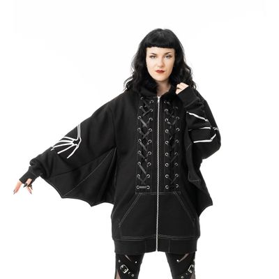 Foto van Heartless | Stoer vest Anatomy Bat, capuchon, vleermuis-mouwen en skeletprint