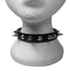 Afbeelding van Bullet69 | Zwarte leren halsband met kleine en 1,5 conical studs