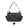 Afbeelding van Banned | Handtas zwart paarse Batwing Charm met vleermuis vleugel