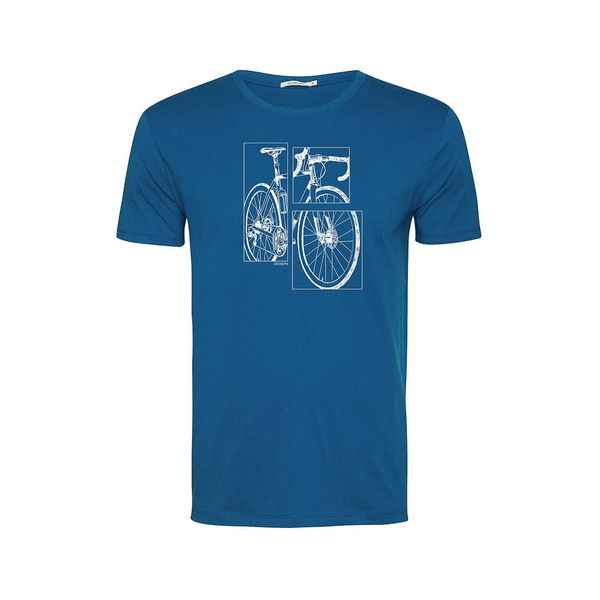Green Bomb | T-shirt Bike cut guide, blauw bio katoen
