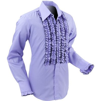 Chenaski | Overhemd ruche, violet met zwarte trim