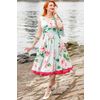 Afbeelding van Dolly and Dotty | Vintage stijl jurk May, lichtblauw met roze rozenprint