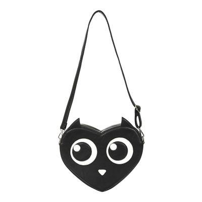 Foto van Banned | Kawaii gothic Nocturnal Feline hartvormige schoudertas met ogen en oortjes