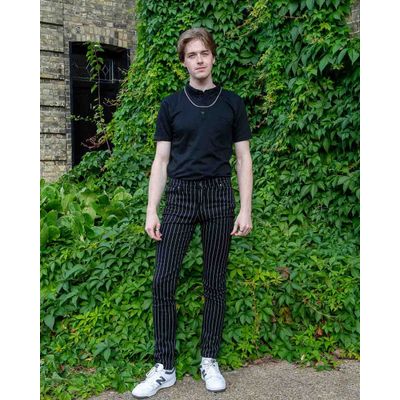 Foto van Run and Fly | Zwarte witte pinstripe skinny 