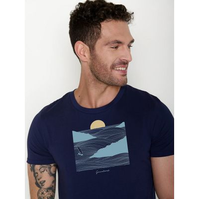 Foto van Green Bomb | T-shirt windsurf cliff, navy blauw bio katoen
