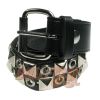 Afbeelding van Bullet69 | Riem van zwart leer met metalen pyramides en eyelet studs, 38 mm