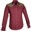 Afbeelding van Chenaski | Rockabilly '50 cowboy overhemd, leopard aubergine
