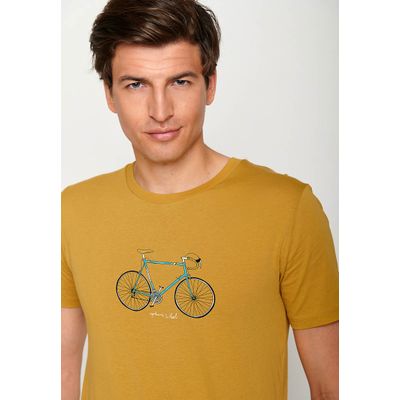 Foto van Green Bomb | T-shirt Bike uptown, oker geel bio katoen
