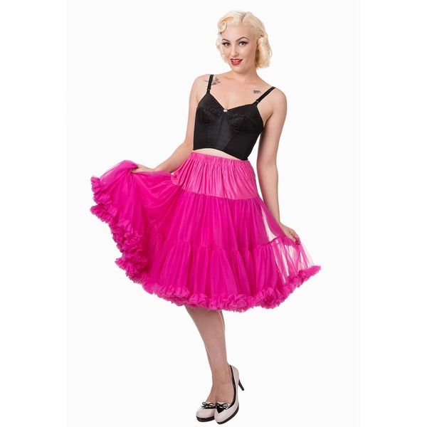 Petticoat Starlite over de knie met extra volume, hot pink