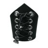 Afbeelding van Bullet69 | Brede zwarte V vorm leren armband met ringen en veter