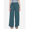 Afbeelding van ATO Berlin | Soepele broek Benna, petrol teal groen retro patroon