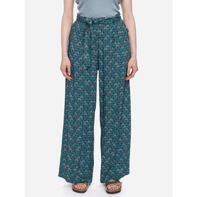 Foto van ATO Berlin | Soepele broek Benna, petrol teal groen retro patroon
