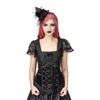 Afbeelding van Sinister | Top Autumn, zwart fluweel, een corset detail en kanten kapmouwen