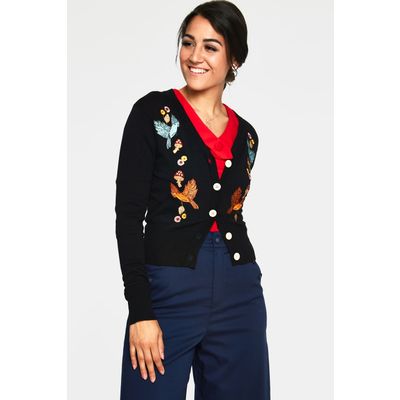 Foto van Voodoo Vixen | Cardigan Ginny Woodland zwart met embroidery