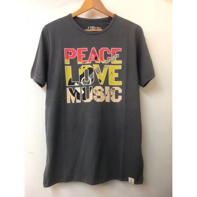 Foto van S-Ponder | Heren T-shirt Peace Love Music, anthracite