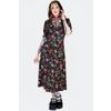 Afbeelding van Jawbreaker | Jaren 80 Skull Flower midi jurk met pofmouwen