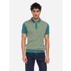 Afbeelding van ATO Berlin | Polo Enzio, petrol oranje jacquard patroon, korte mouw