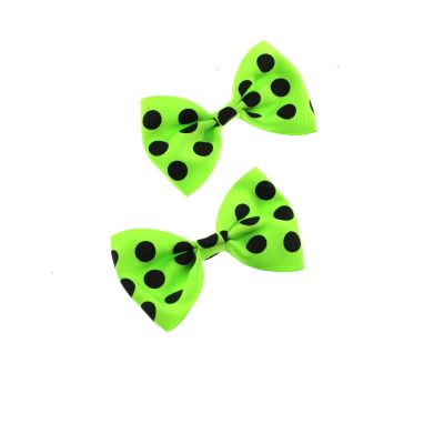 Zacharia | Paar, Neon groen grote polkadot strikjes op haarclips 