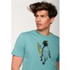 Afbeelding van Green Bomb | T-shirt surf penguin summer print, blauw bio katoen
