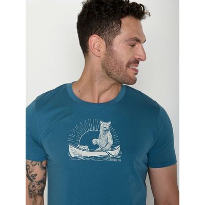 Foto van Green Bomb | T-shirt Bear canoe, tidal blue bio katoen