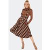 Afbeelding van Voodoo Vixen | Bruin geruite jaren '70 Western rok met rozenborduursel hoge taille en schouderbanden