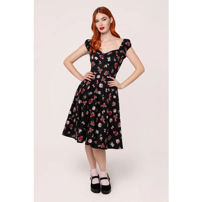 Foto van Hell Bunny | Jaren 50 jurk Carlotta met tattoo en rozen print