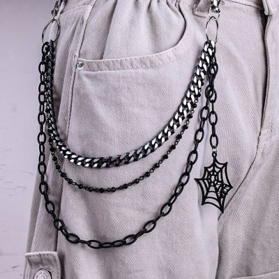 Foto van Zacharia | 3 dubbele zwarte-heupketting met spinnenweb en clips