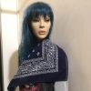 Afbeelding van Major Wear | Bandana haarband en sjaal met paisley patroon, blauw-wit