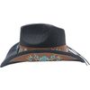 Afbeelding van Major wear | Klassieke zomerse Cowboyhoed zwart met geborduurde rand en band met steen