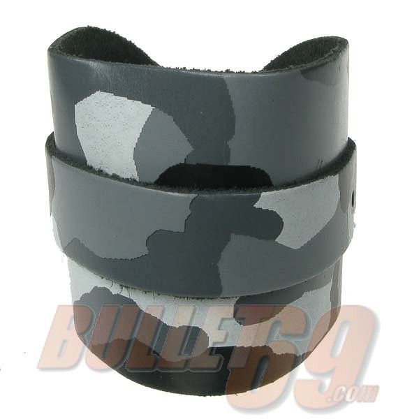 Bullet69 - Leren armband, breed met grijze camouflageprint 