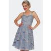 Afbeelding van Voodoo Vixen | Blauwe jaren '60 Retro jurk met broderie borduursels en zomerbloemen