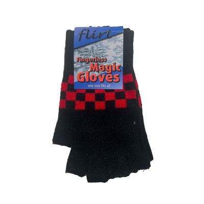 Foto van Flirt | Vingerloze handschoenen zwart rood geblokt