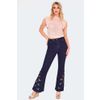 Afbeelding van Voodoo Vixen | Denim broek met wijde pijpen en vlinderborduursels