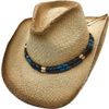 Afbeelding van Major wear | Klassieke zomerse Cowboyhoed met burned randen en kralen hoedband