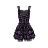 Afbeelding van Hell Bunny | Punkjurkje Harley van zwart paarse tartan met corsetlint
