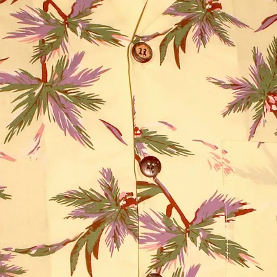 Foto van Chenaski | Overhemd korte mouw, Palms creme, bruin lilac