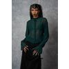 Afbeelding van Banned | Romantische blouse Moonlit, groen met ruche-mouwen en halsstrik