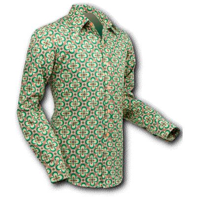 Foto van Chenaski | Overhemd 70's, Dotsgrid Crème Green