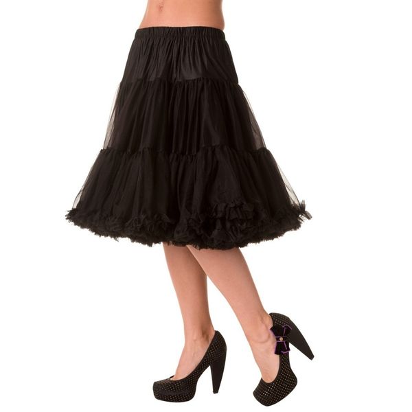 Banned | Petticoat Starlite over de knie met extra volume, zwart