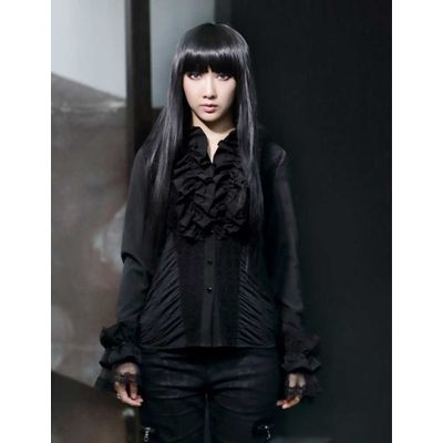 Foto van Pentagramme | Zwarte blouse Victoriaanse stijl