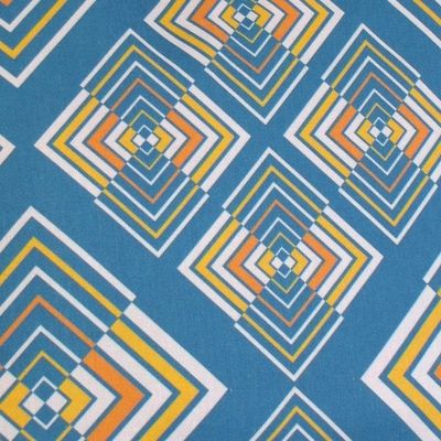 Foto van Chenaski | Handtas retro print Rhombus blauw geel