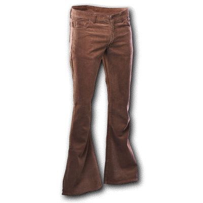 Chenaski | Ribcord retro broek bruin, wijde pijp lange lengte