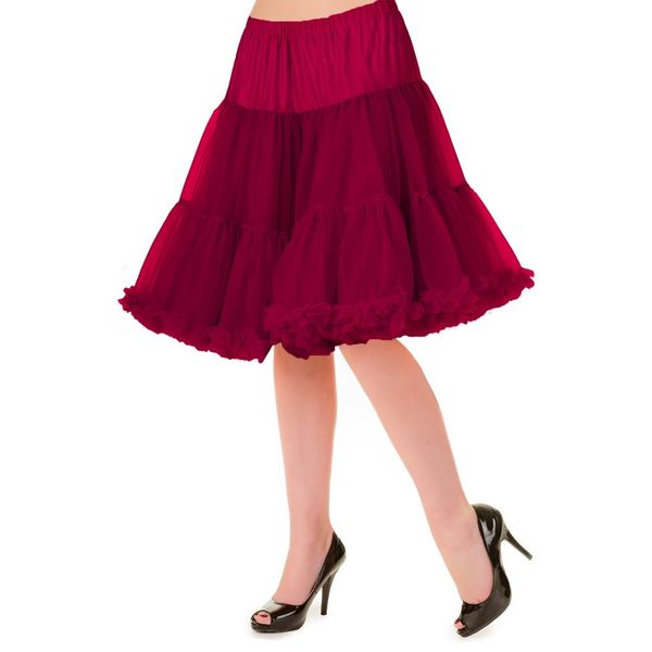 Banned | Petticoat Walkabout Knielang met extra volume, bordeaux